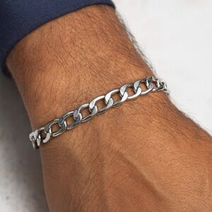 BRACELET Unisex Silver Tone Chain Link Length: ~8 ½” Including Extender NWOT